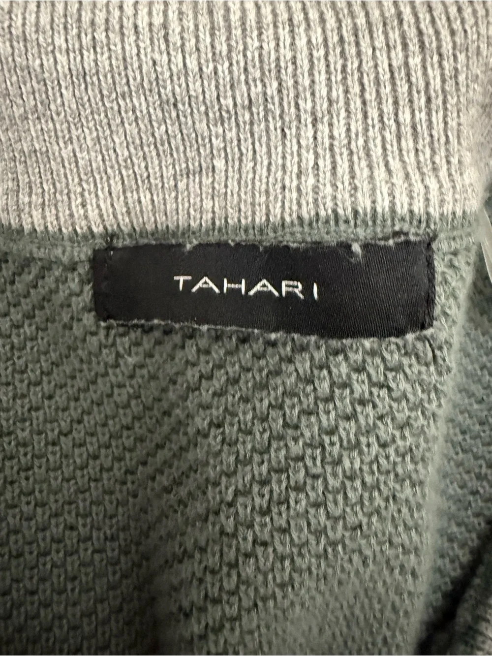 Men's Tahari Quarter-Zip Textured Knit Sweater - Slate Green